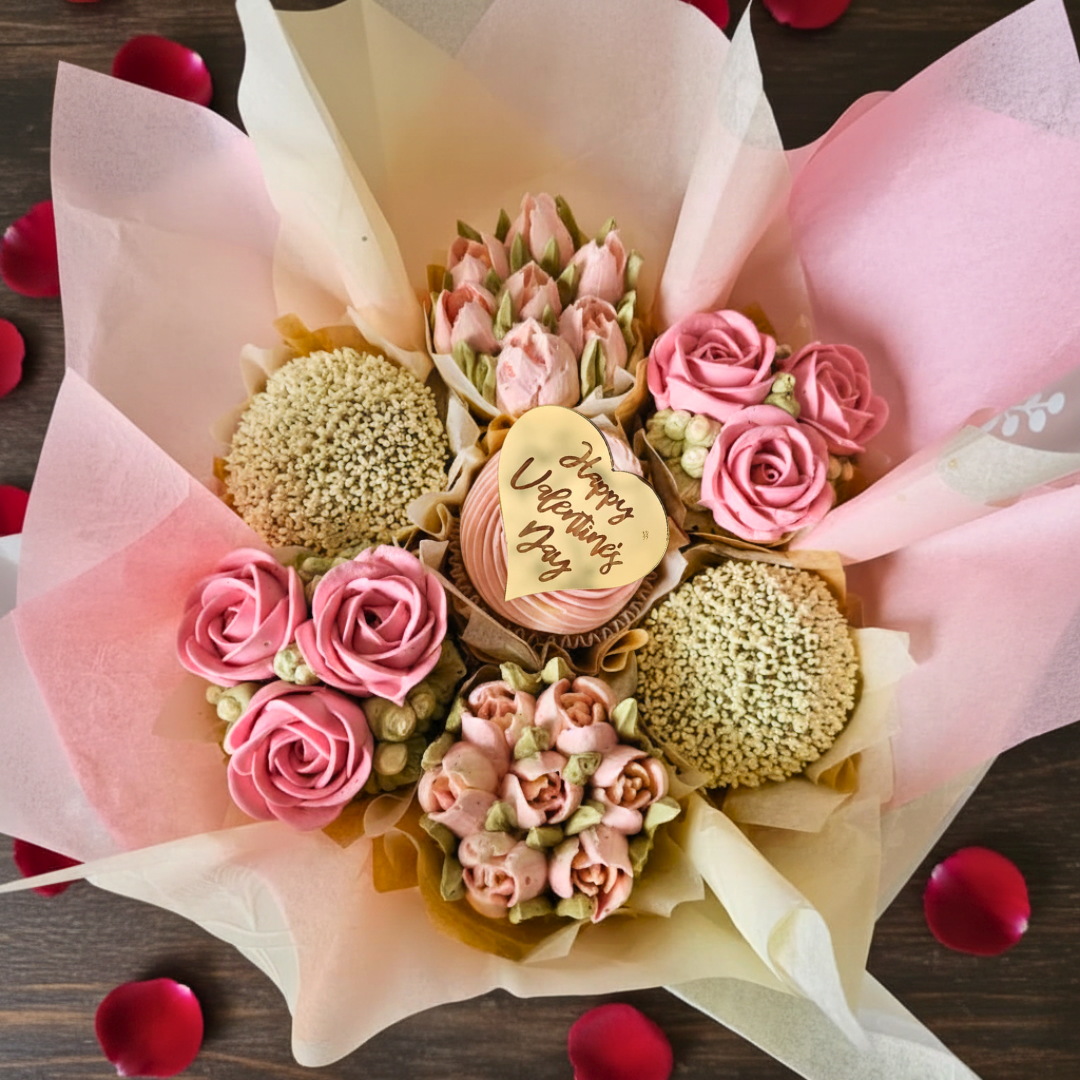Valentines Day flower cupcake bouquet by Amour Desserts